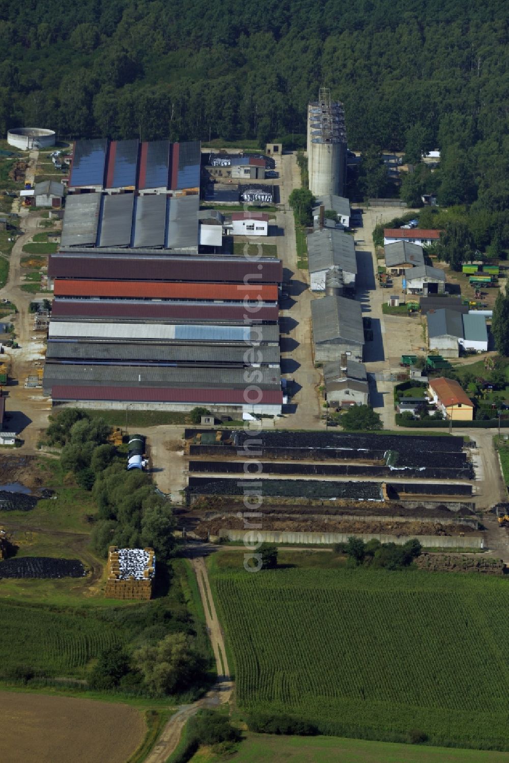 Aerial photograph Lutherstadt Wittenberg - Site of the depot of the Agrargenossenschaft Elbniederung Eutzsch e.G. in Lutherstadt Wittenberg in the state Saxony-Anhalt