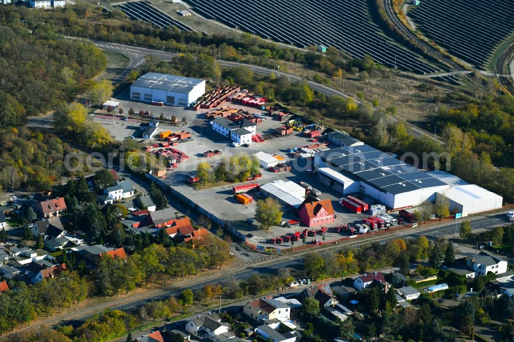 Aerial image Bitterfeld-Wolfen - Site of the depot of the ANHALT-BITTERFELDER KREISWERKE GmbH on Salegaster Chaussee in the district Greppin in Bitterfeld-Wolfen in the state Saxony-Anhalt, Germany