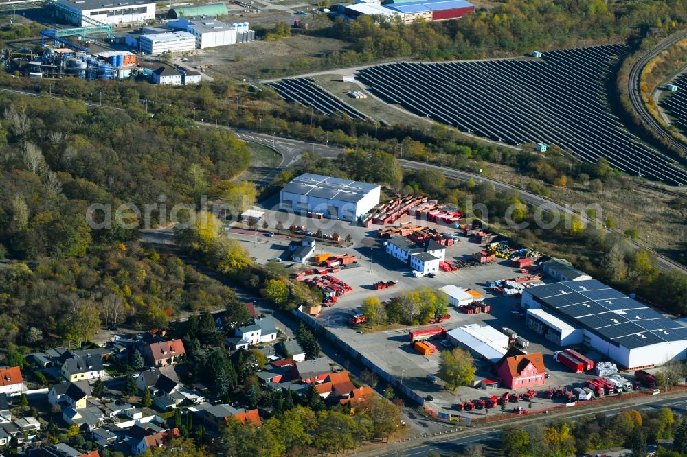 Aerial photograph Bitterfeld-Wolfen - Site of the depot of the ANHALT-BITTERFELDER KREISWERKE GmbH on Salegaster Chaussee in the district Greppin in Bitterfeld-Wolfen in the state Saxony-Anhalt, Germany