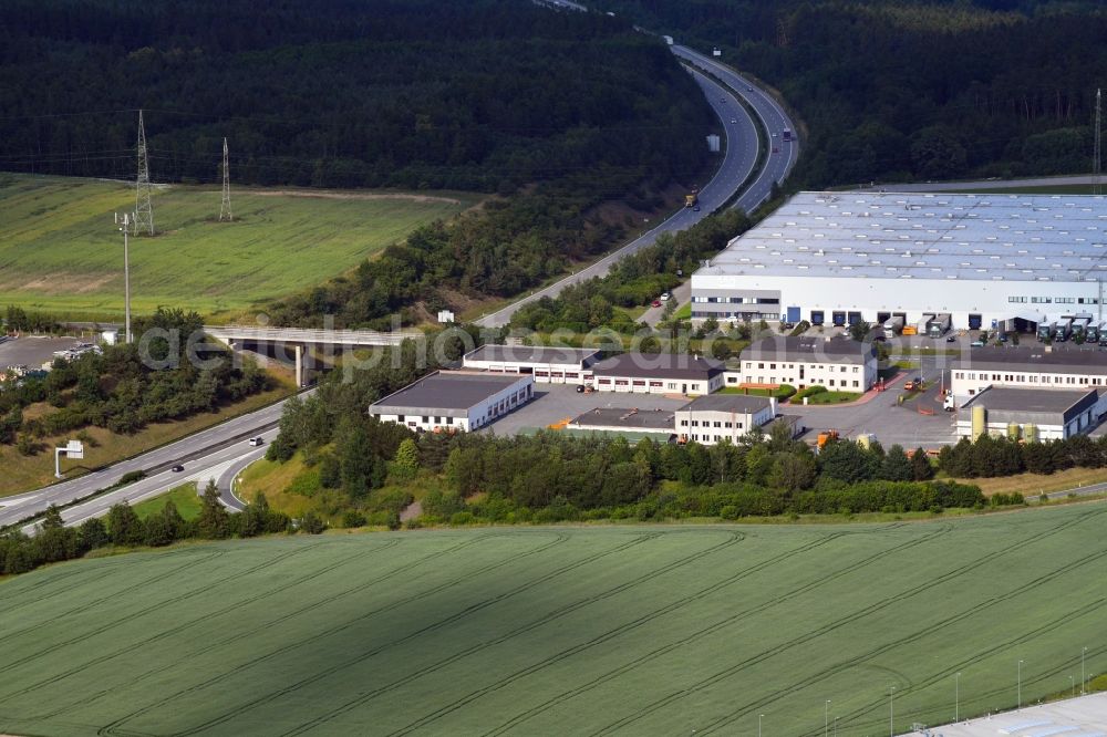 Aerial image Kostelec - Site of the depot of the motorway Service point of E50 in Kostelec in Plzensky kraj - Pilsner Region - Boehmen, Czech Republic