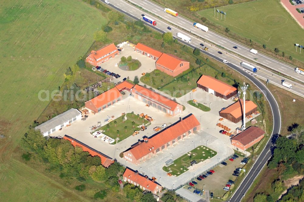 Aerial photograph Rangsdorf - Site of the depot of the Autobahnmeisterei of Landesbetrieb Strassenwesen at the southern Berliner Ring motorway A10 in Rangsdorf in the state Brandenburg