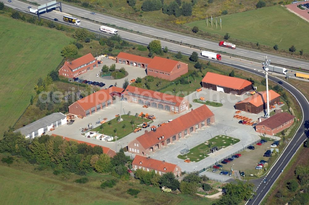 Aerial image Rangsdorf - Site of the depot of the Autobahnmeisterei of Landesbetrieb Strassenwesen at the southern Berliner Ring motorway A10 in Rangsdorf in the state Brandenburg