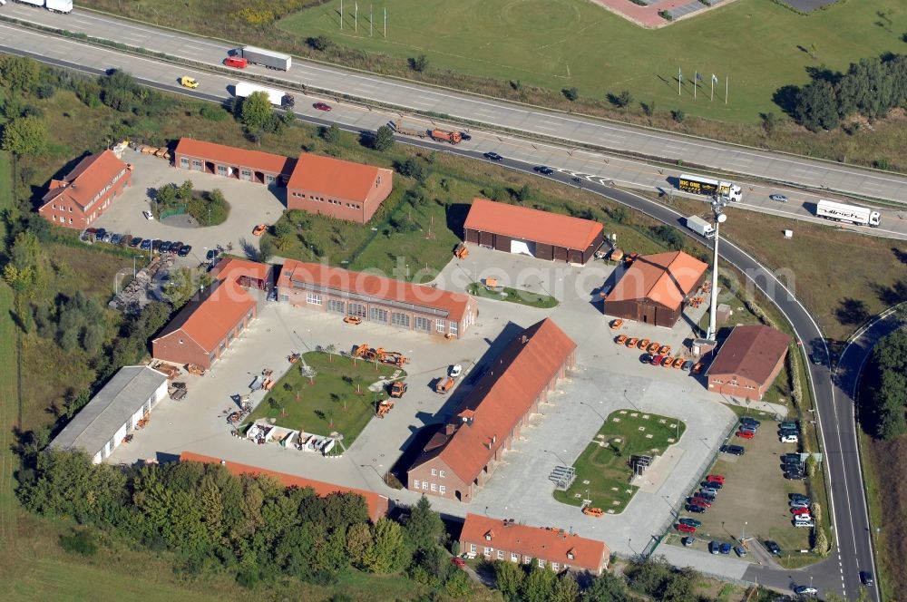 Aerial photograph Rangsdorf - Site of the depot of the Autobahnmeisterei of Landesbetrieb Strassenwesen at the southern Berliner Ring motorway A10 in Rangsdorf in the state Brandenburg