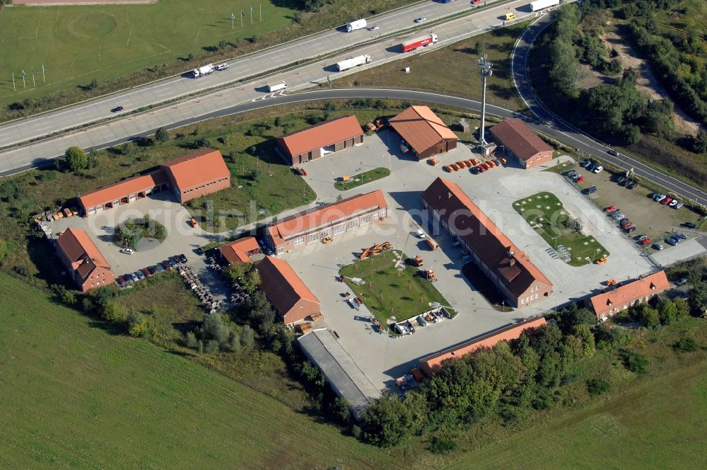 Aerial image Rangsdorf - Site of the depot of the Autobahnmeisterei of Landesbetrieb Strassenwesen at the southern Berliner Ring motorway A10 in Rangsdorf in the state Brandenburg