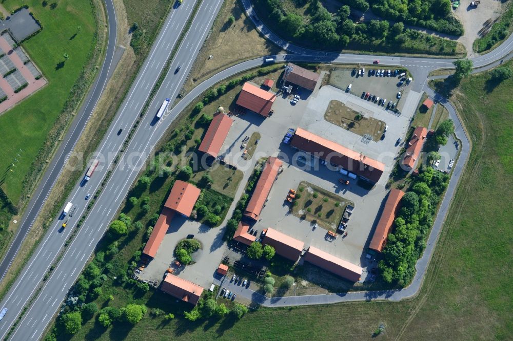 Aerial image Rangsdorf - Depot of the motorway maintenance Rangsdorf on the Berliner Ring motorway A10 - E30 in Rangsdorf in Brandenburg