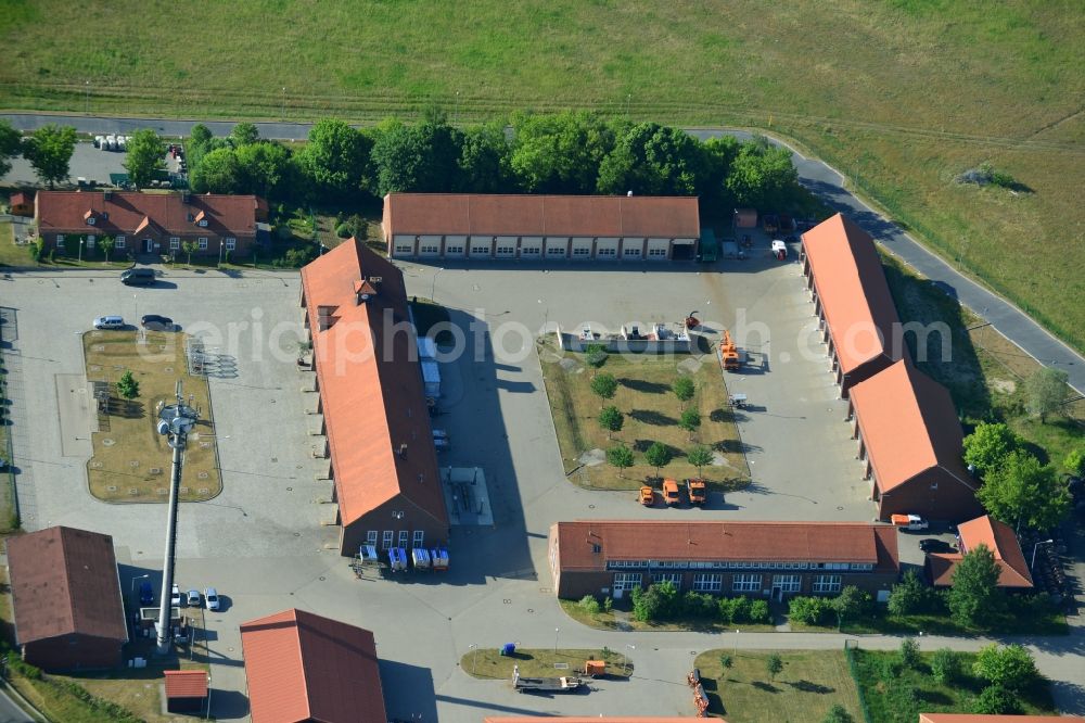 Rangsdorf from the bird's eye view: Depot of the motorway maintenance Rangsdorf on the Berliner Ring motorway A10 - E30 in Rangsdorf in Brandenburg