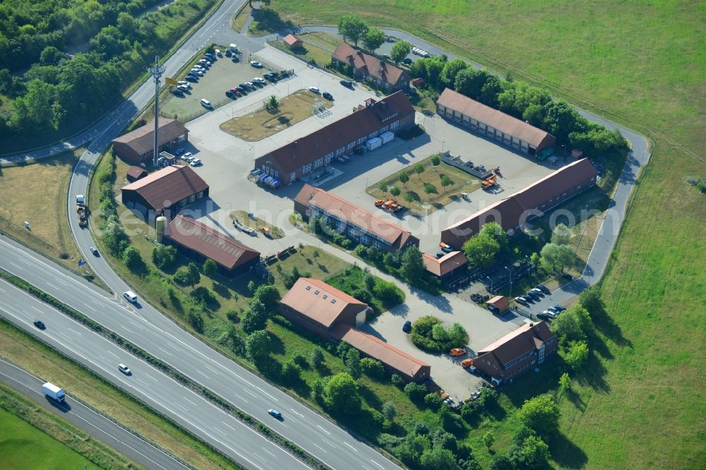 Aerial image Rangsdorf - Depot of the motorway maintenance Rangsdorf on the Berliner Ring motorway A10 - E30 in Rangsdorf in Brandenburg