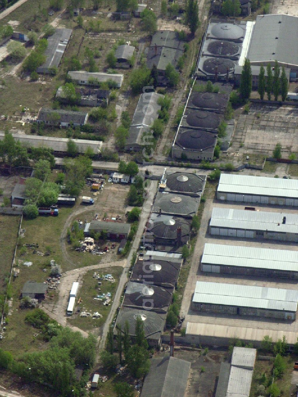 Aerial image Berlin - Site of the depot of the of BORAMTEC Bohr & Rammtechnik Berlin GmbH on Koepenicker Allee in the district Karlshorst in Berlin, Germany