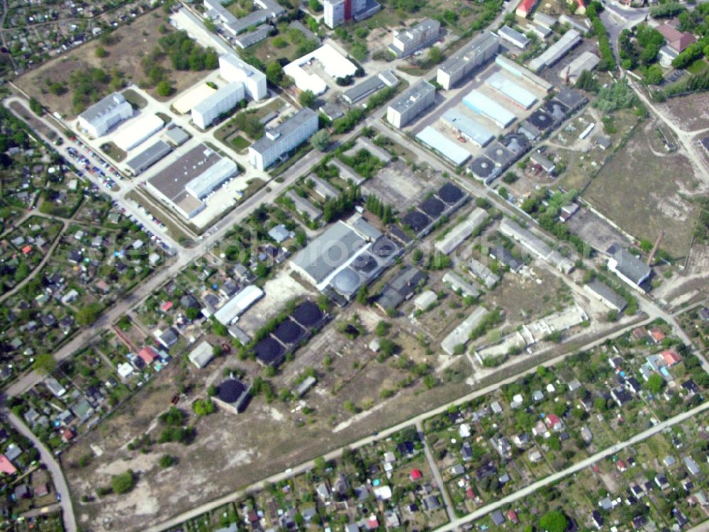 Berlin from above - Site of the depot of the of BORAMTEC Bohr & Rammtechnik Berlin GmbH on Koepenicker Allee in the district Karlshorst in Berlin, Germany