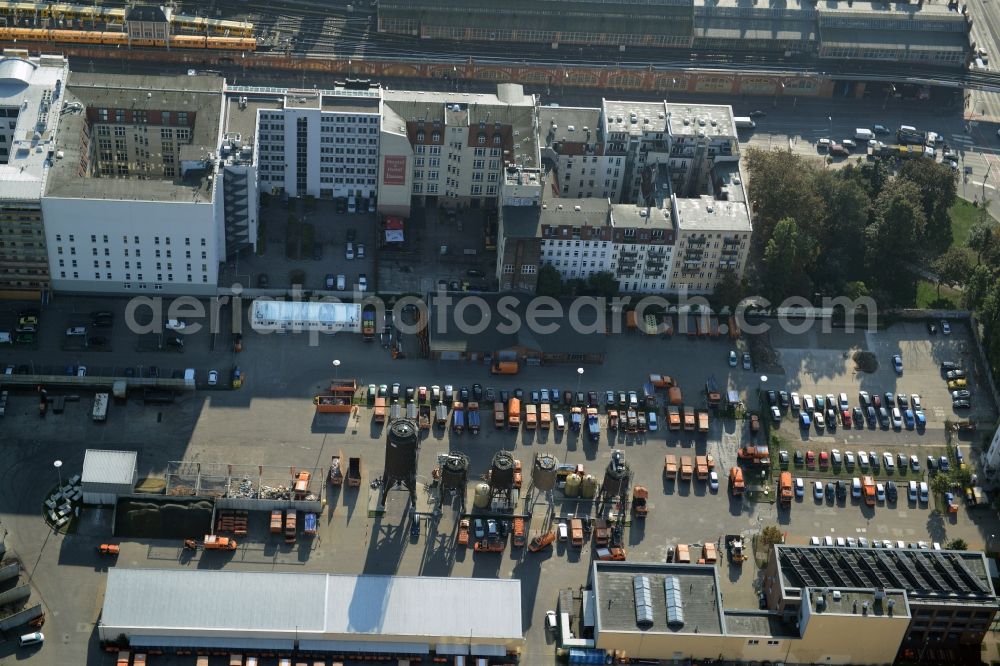 Aerial image Berlin - Site of the depot of the BSR Berliner Stadtreinigung on Muehlenstrasse in Berlin in Germany