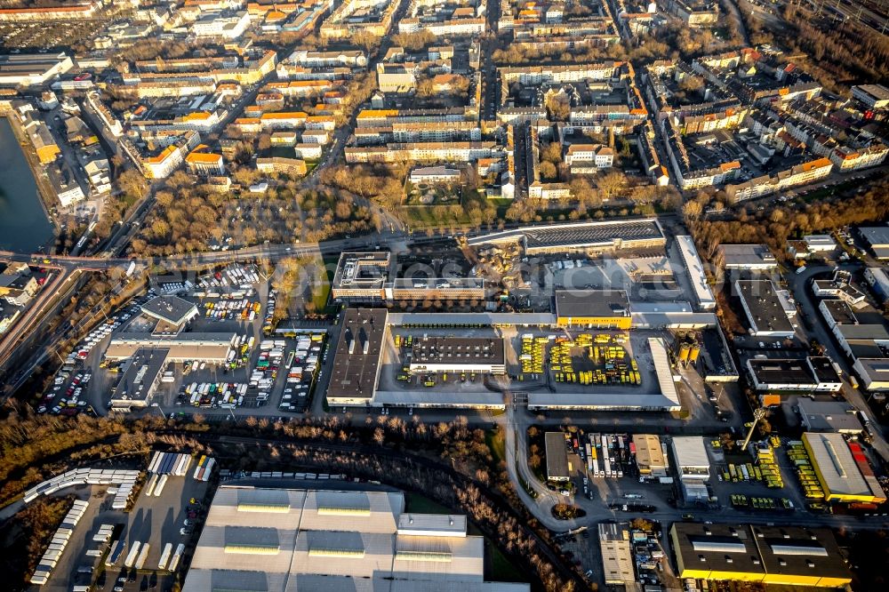 Dortmund from the bird's eye view: Site of the depot of the DOLOG - Dortmander Logistik- and Objektbaugesellschaft mbH on Sanderweg in Dortmund at Ruhrgebiet in the state North Rhine-Westphalia, Germany