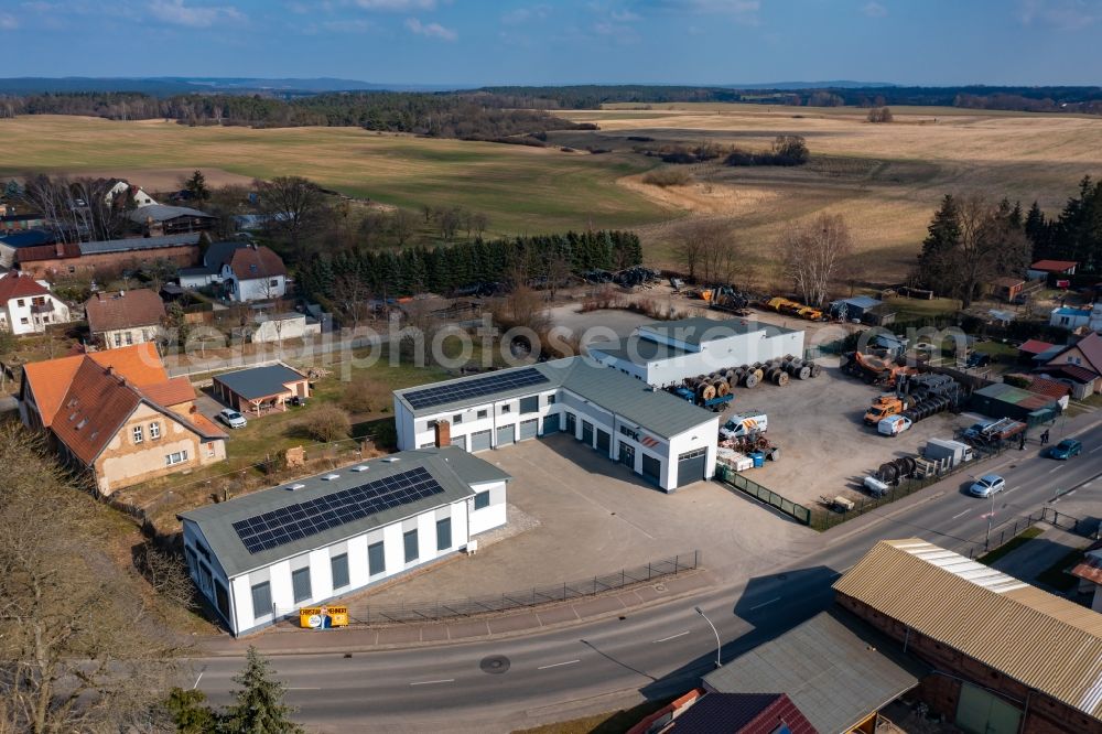 Tornow from the bird's eye view: Site of the depot of the of Elektroanlagenbau Freier & Kueter GmbH in Tornow in the state Brandenburg, Germany