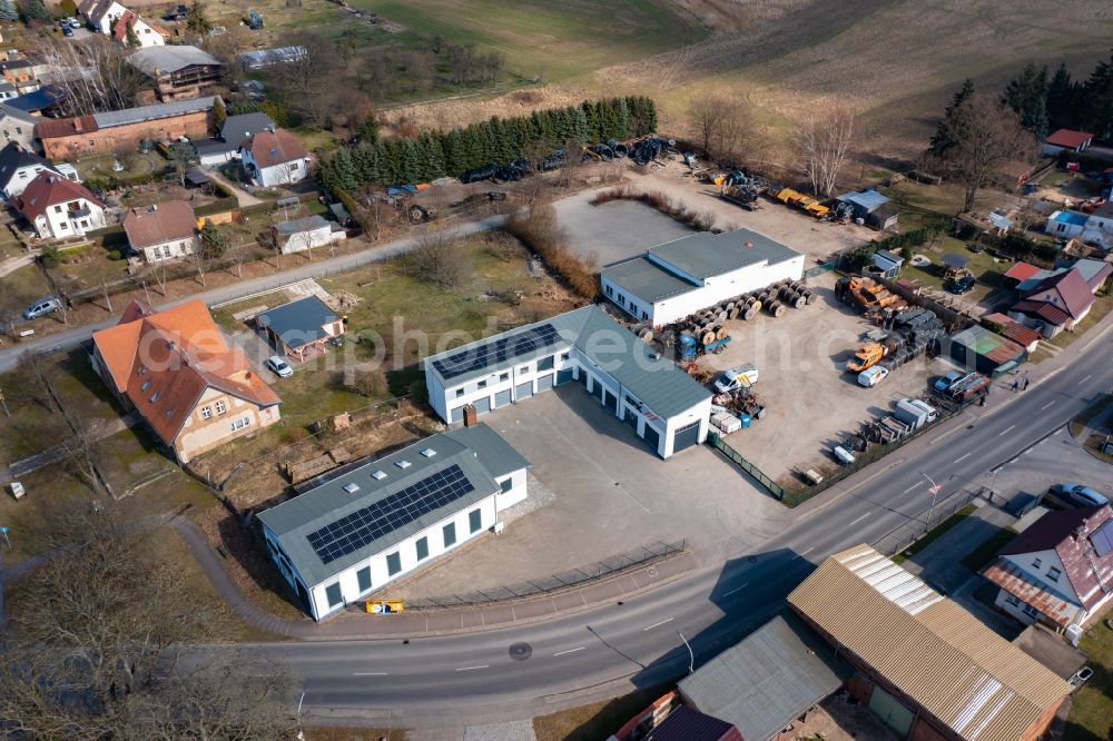 Aerial image Tornow - Site of the depot of the of Elektroanlagenbau Freier & Kueter GmbH in Tornow in the state Brandenburg, Germany