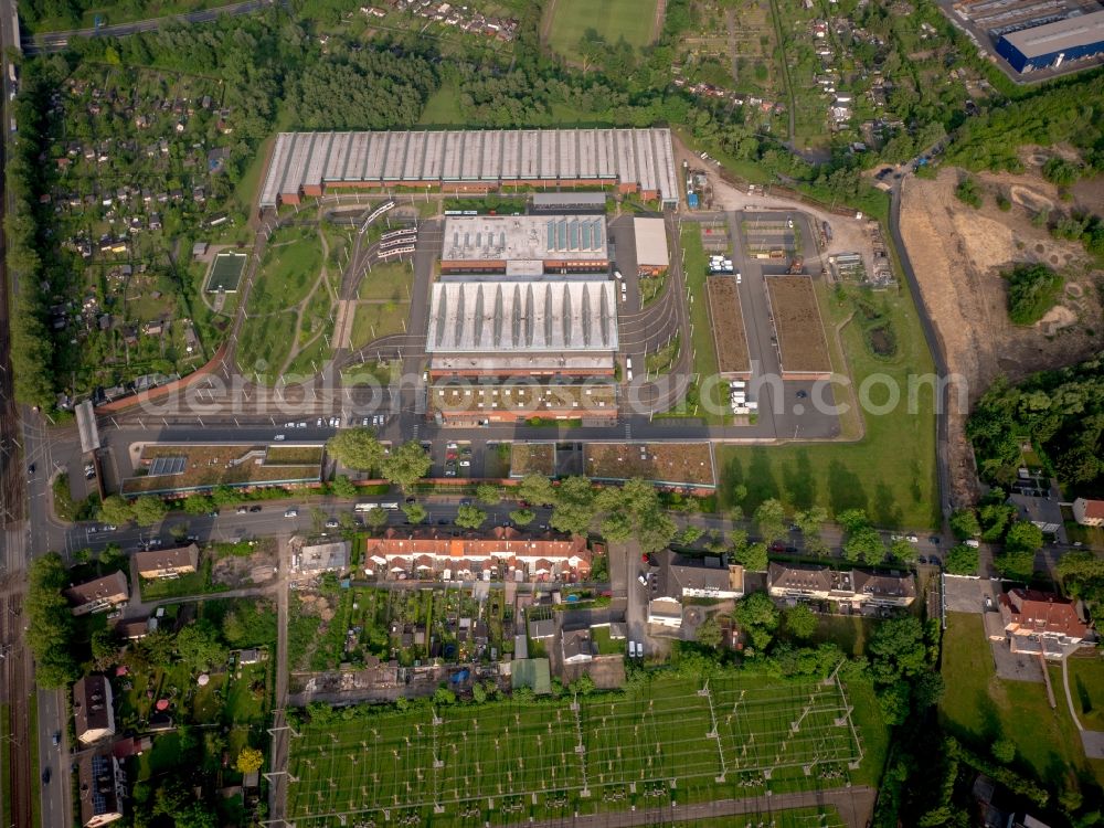 Aerial image Bochum - Site of the depot Engelsburg of the Bochum-Gelsenkirchener Strassenbahnen Aktiengesellschaft (BOGESTRA) in Bochum in the state North Rhine-Westphalia, Germany