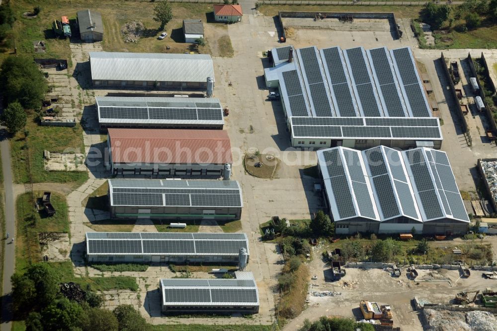 Aerial image Altlandsberg - Site of the depot of the Family Lang in Altlandsberg in the state Brandenburg. They produce bales of straw or hey and different sorts of grains