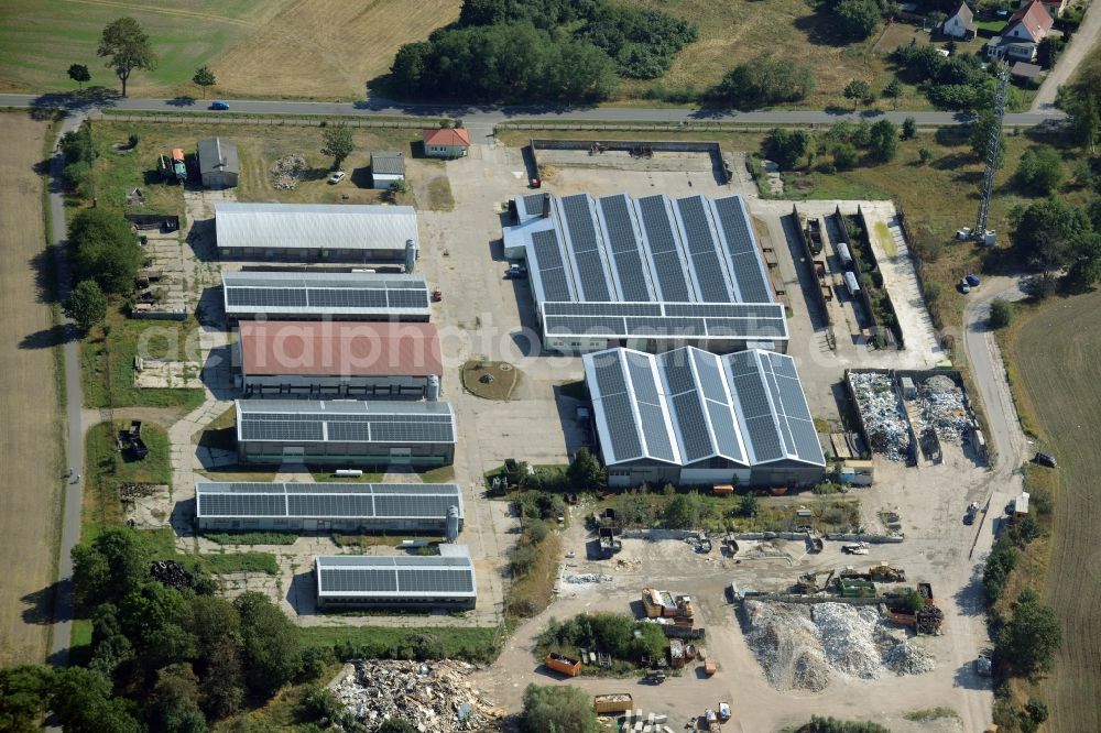 Aerial photograph Altlandsberg - Site of the depot of the Family Lang in Altlandsberg in the state Brandenburg. They produce bales of straw or hey and different sorts of grains