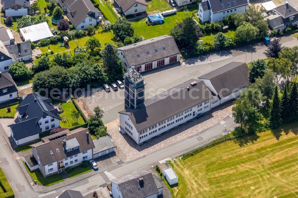 Aerial image Brilon - Grounds of the fire depot on Grimmestrasse in Brilon in the state North Rhine-Westphalia, Germany