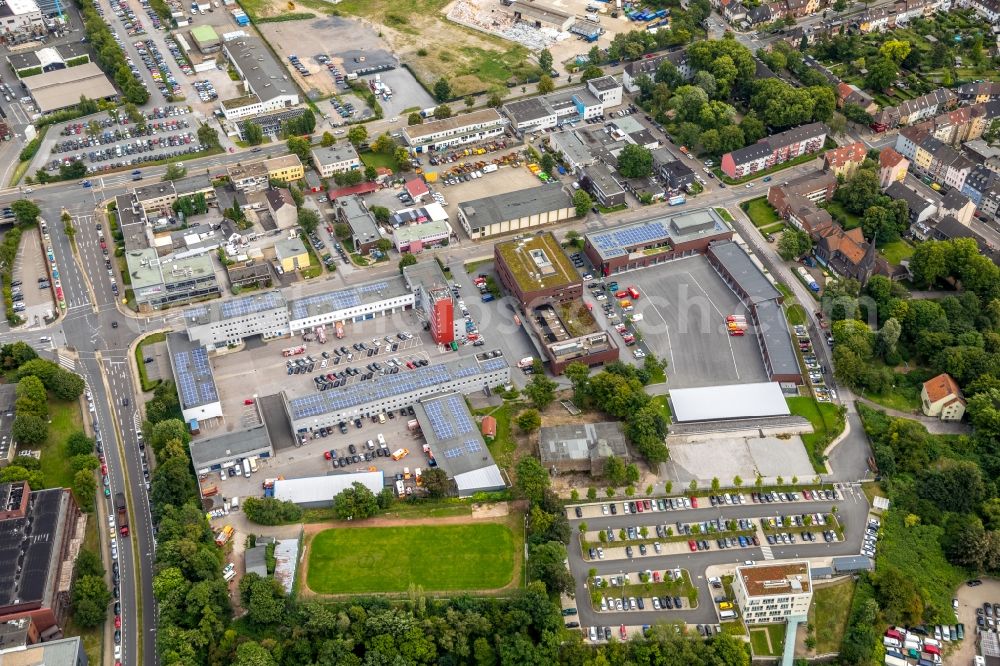 Essen from above - Grounds of the fire depot on Eiserne Hand in Essen in the state North Rhine-Westphalia, Germany