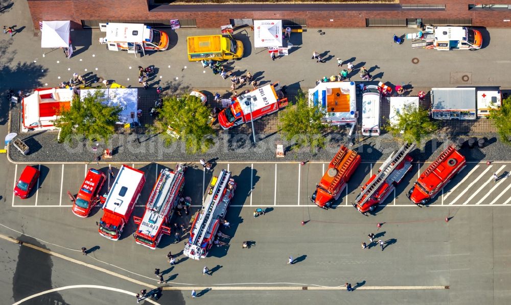 Aerial image Essen - Grounds of the fire depot on Eiserne Hand in Essen in the state North Rhine-Westphalia, Germany