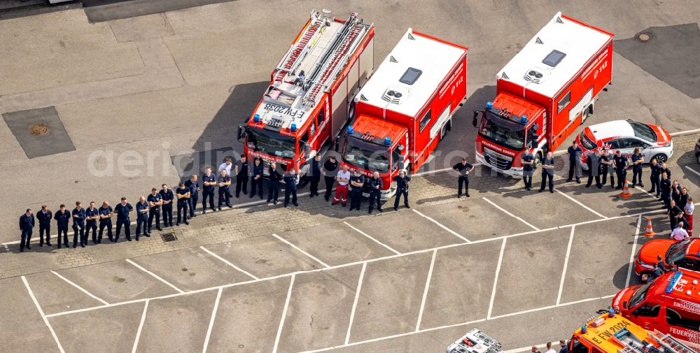 Aerial photograph Essen - Grounds of the fire depot on Eiserne Hand in Essen in the state North Rhine-Westphalia, Germany