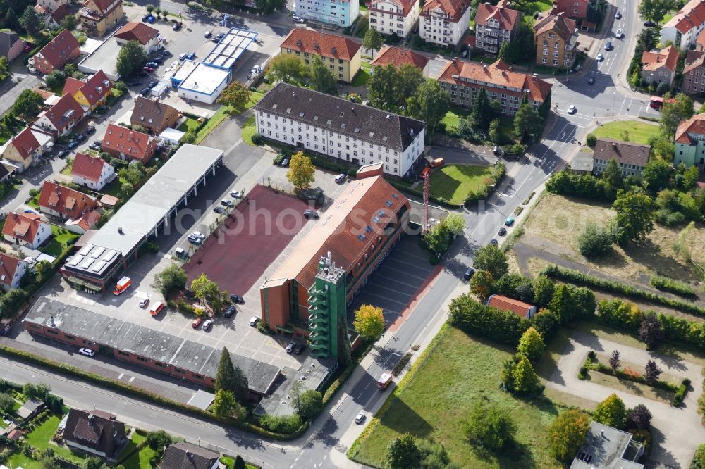 Göttingen from the bird's eye view: Grounds of the fire depot of Berufsfeuerwehr in Goettingen in the state Lower Saxony