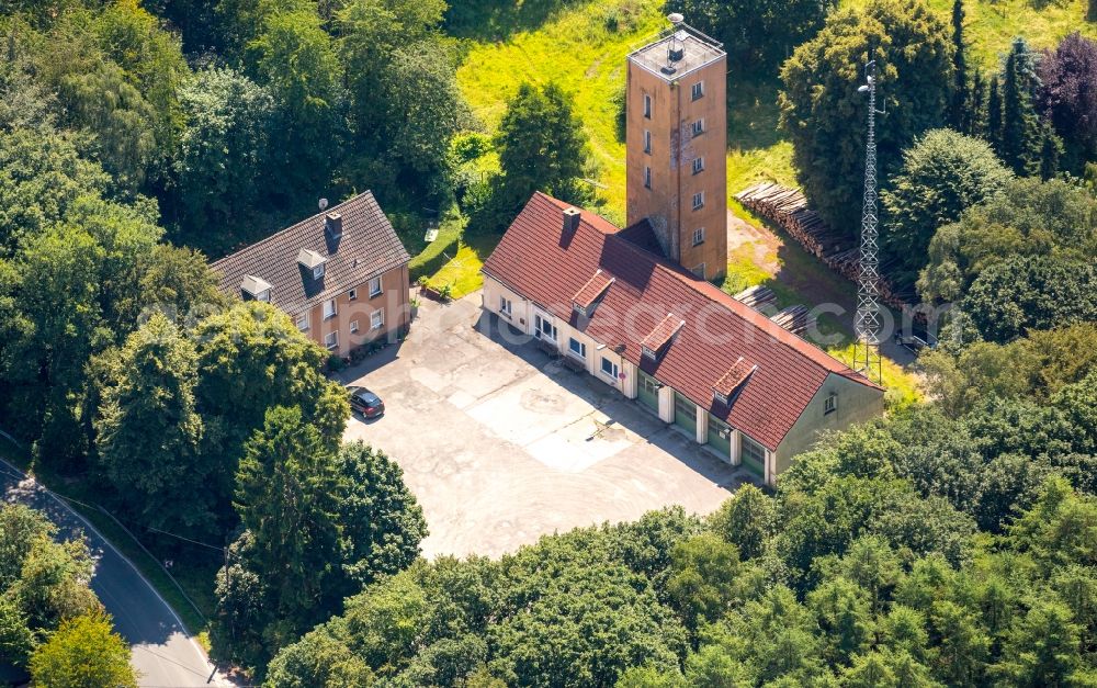 Hattingen from above - Fire station- grounds of the fire depot volunteer fire truck Holthausen at the Sprockhoeveler street in Hattingen in North Rhine-Westphalia