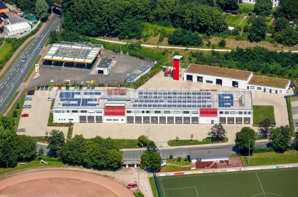 Hattingen from the bird's eye view: Grounds of the fire depot of the fire and rescue station in Hattingen in North Rhine-Westphalia