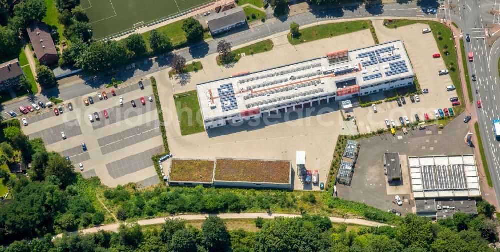 Hattingen from the bird's eye view: Grounds of the fire depot of the fire and rescue station in Hattingen in North Rhine-Westphalia