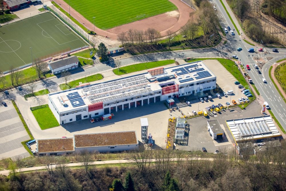 Hattingen from above - Grounds of the fire depot of the fire and rescue station in Hattingen in North Rhine-Westphalia