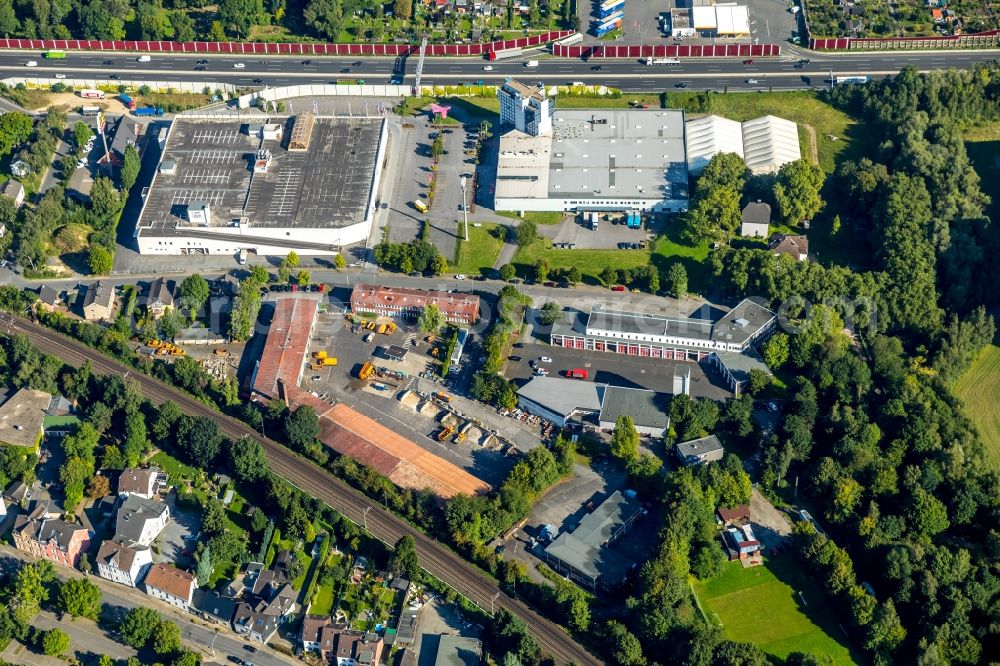 Aerial image Bochum - Grounds of the fire depot on Gruenstrasse in the district Wattenscheid in Bochum in the state North Rhine-Westphalia, Germany