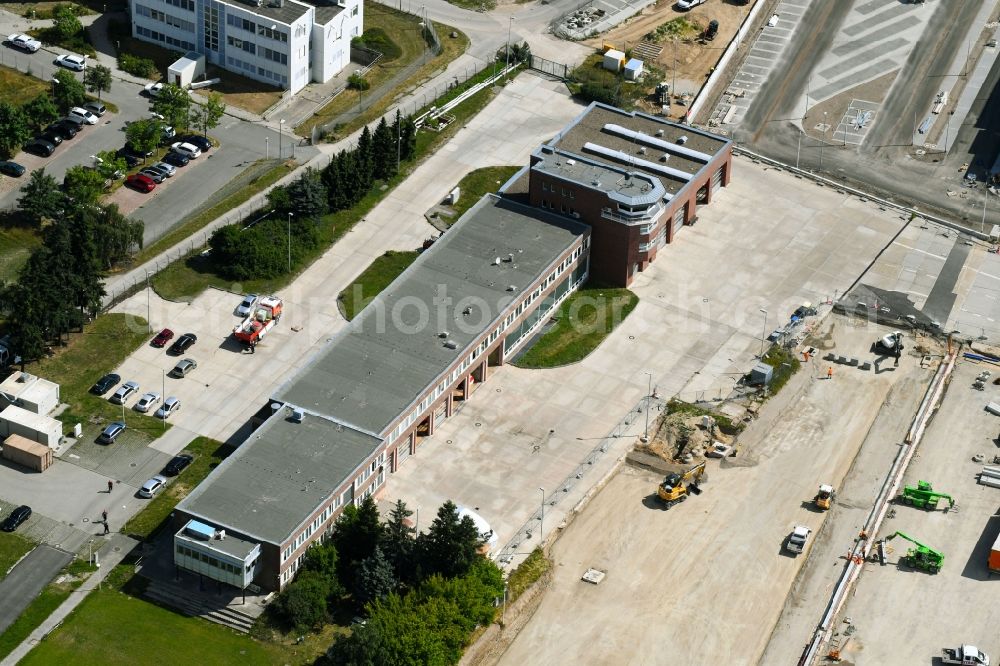 Aerial image Schönefeld - Grounds of the fire depot on the former INTERFLUG - Terminal in Schoenefeld in the state Brandenburg, Germany