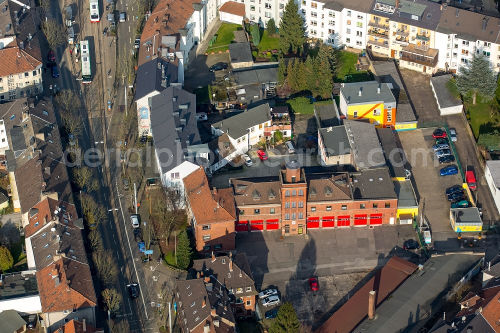 Witten from the bird's eye view: Grounds of the fire depot of Loescheinheit Altstadt in Witten in the state North Rhine-Westphalia