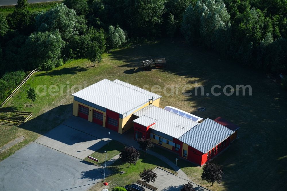 Woldegk from above - Grounds of the fire depot on in Woldegk in the state Mecklenburg - Western Pomerania, Germany