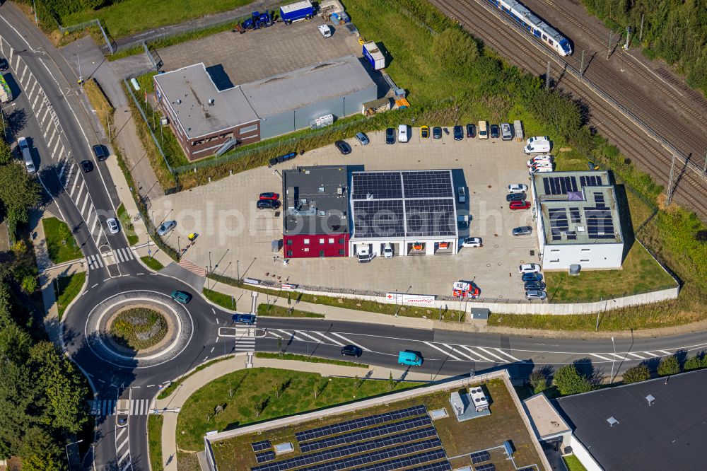 Aerial photograph Schwelm - Grounds of the fire depot on street Am Ochsenkamp in the district Lindenberg in Schwelm in the state North Rhine-Westphalia, Germany