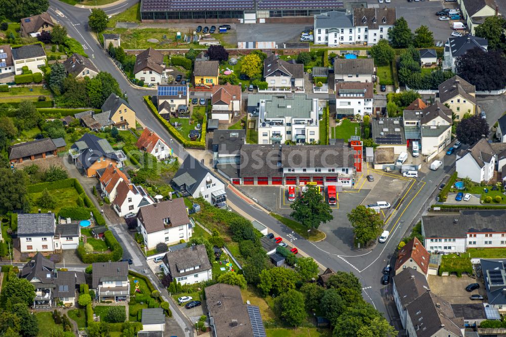 Aerial photograph Wickede (Ruhr) - Grounds of the fire depot Volunteer fire department on street Oststrasse in the district Echthausen in Wickede (Ruhr) at Sauerland in the state North Rhine-Westphalia, Germany