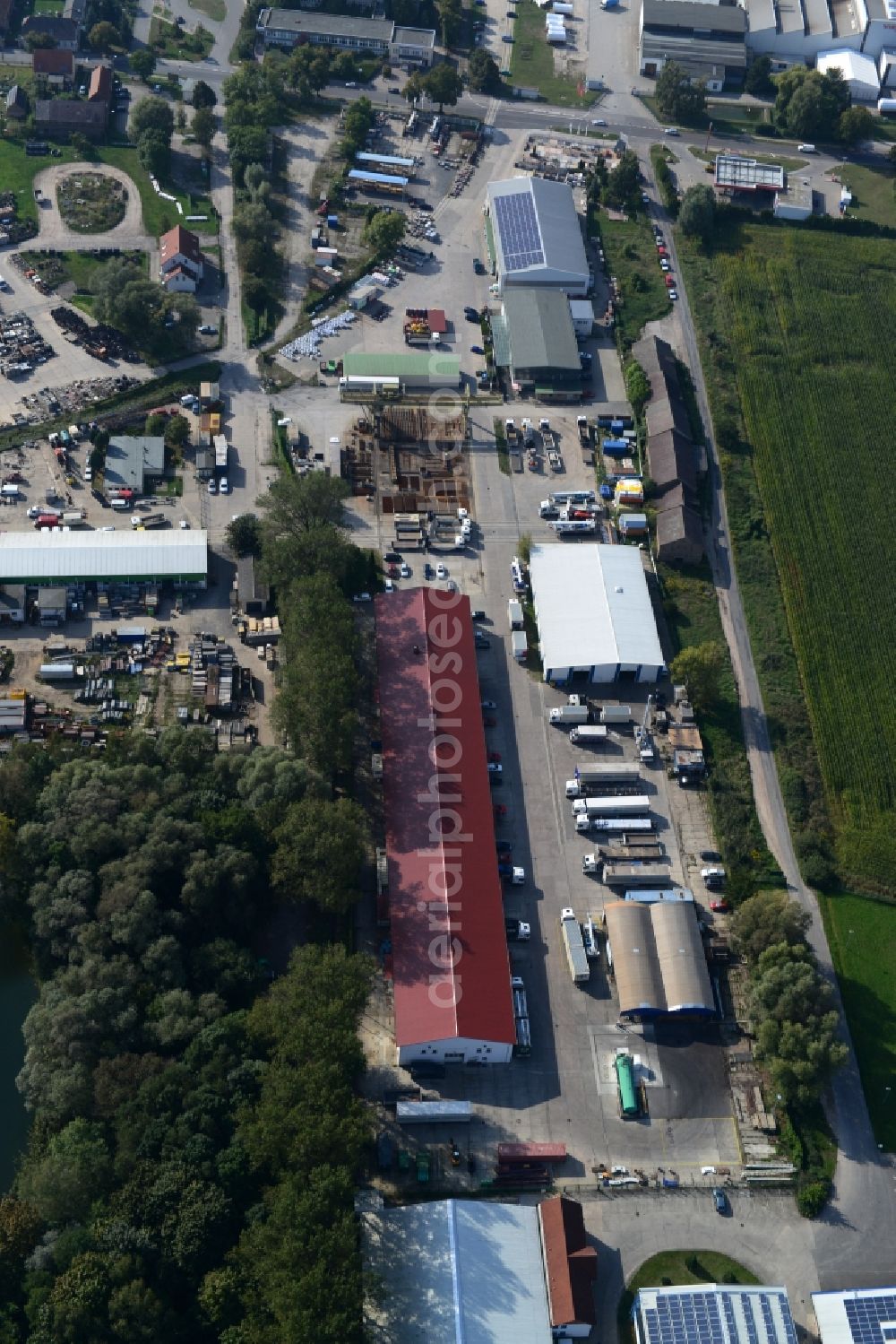 Mittenwalde from above - Depot with the headquarters of GAAC Commerz GmbH in the commercial area Mittenwalde in Brandenburg