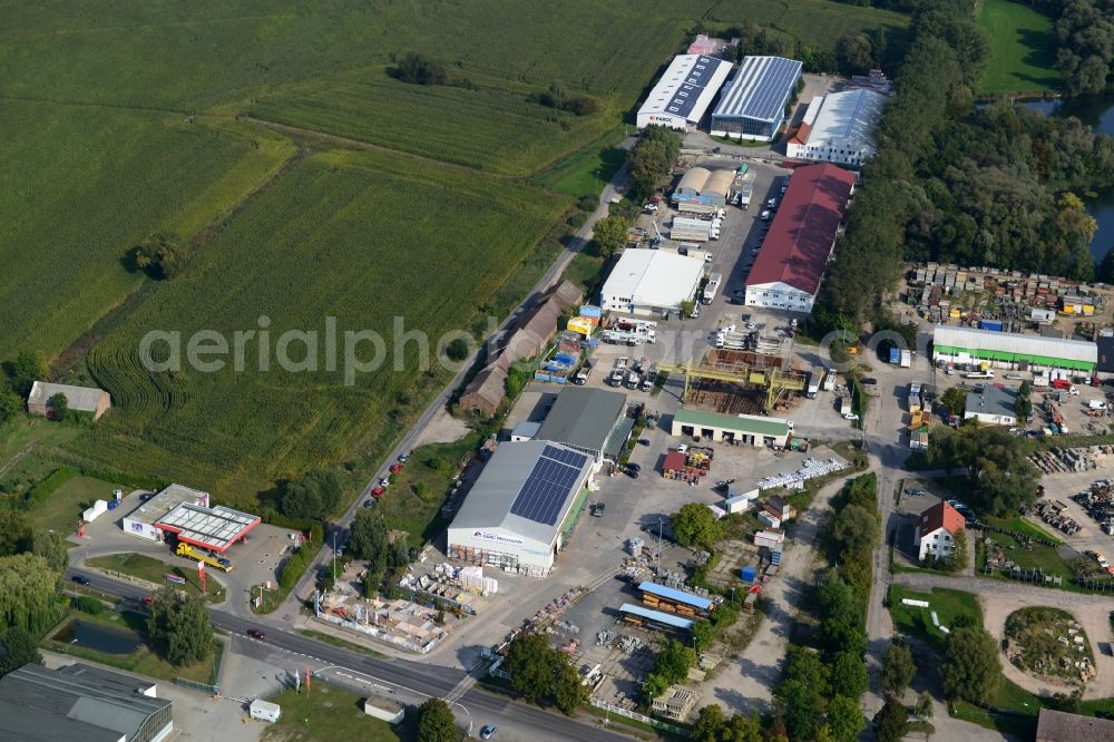 Mittenwalde from above - Depot with the headquarters of GAAC Commerz GmbH in the commercial area Mittenwalde in Brandenburg