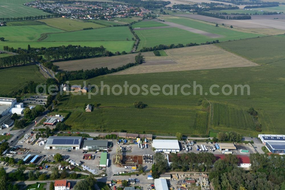 Aerial photograph Mittenwalde - Depot with the headquarters of GAAC Commerz GmbH in the commercial area Mittenwalde in Brandenburg