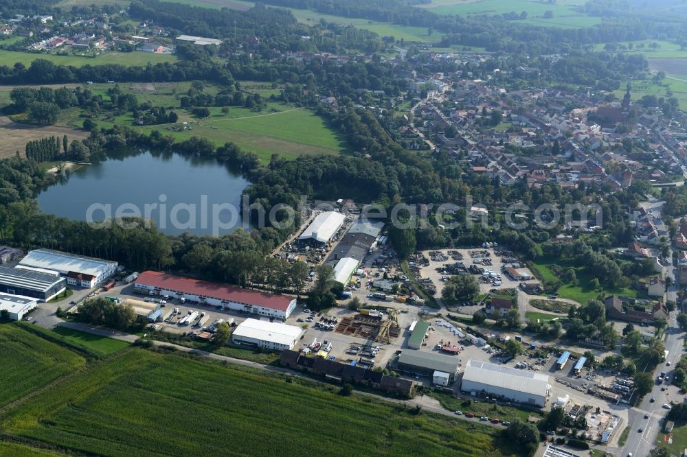 Mittenwalde from above - Depot with the headquarters of GAAC Commerz GmbH in the commercial area Mittenwalde in Brandenburg