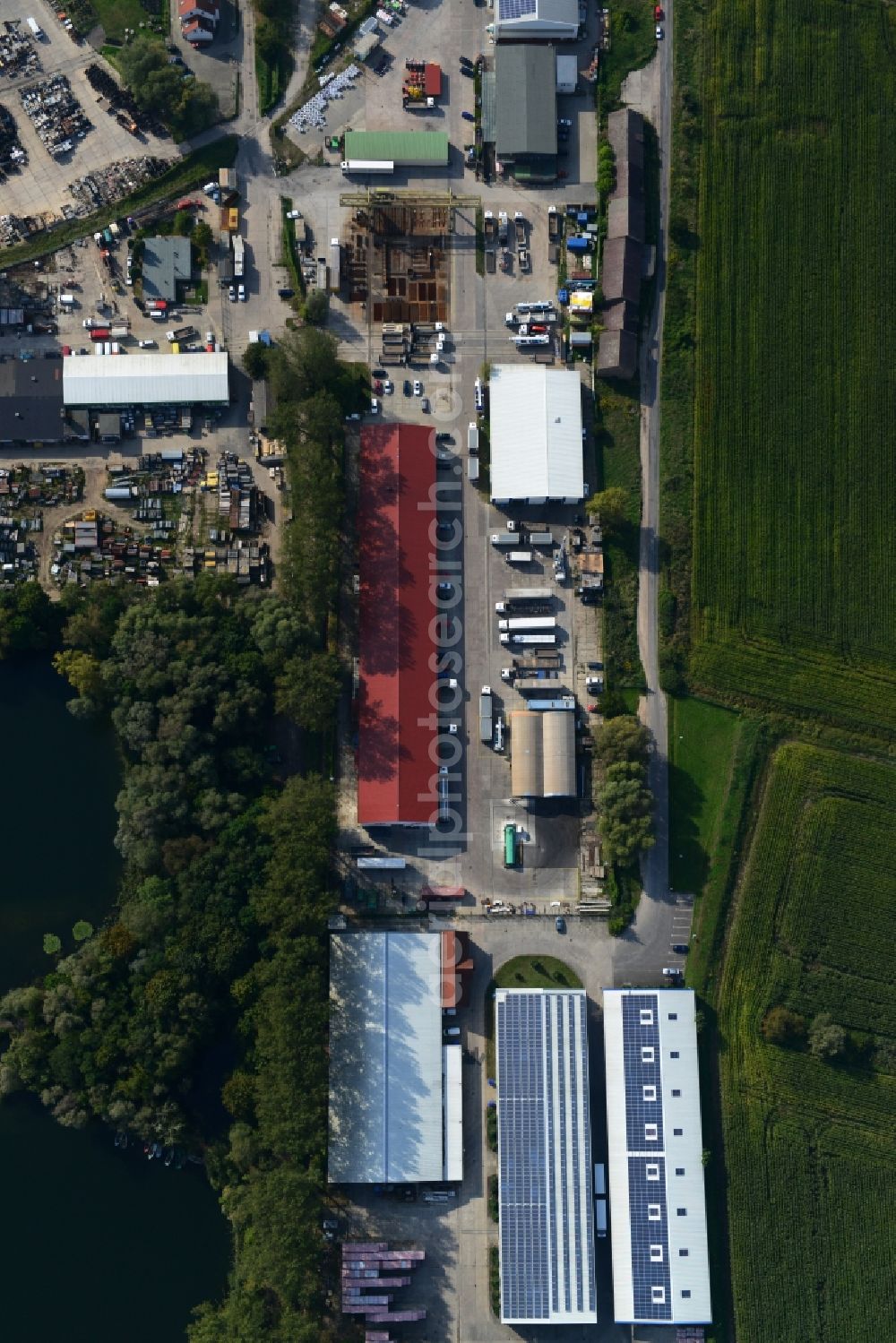 Aerial image Mittenwalde - Depot with the headquarters of GAAC Commerz GmbH in the commercial area Mittenwalde in Brandenburg