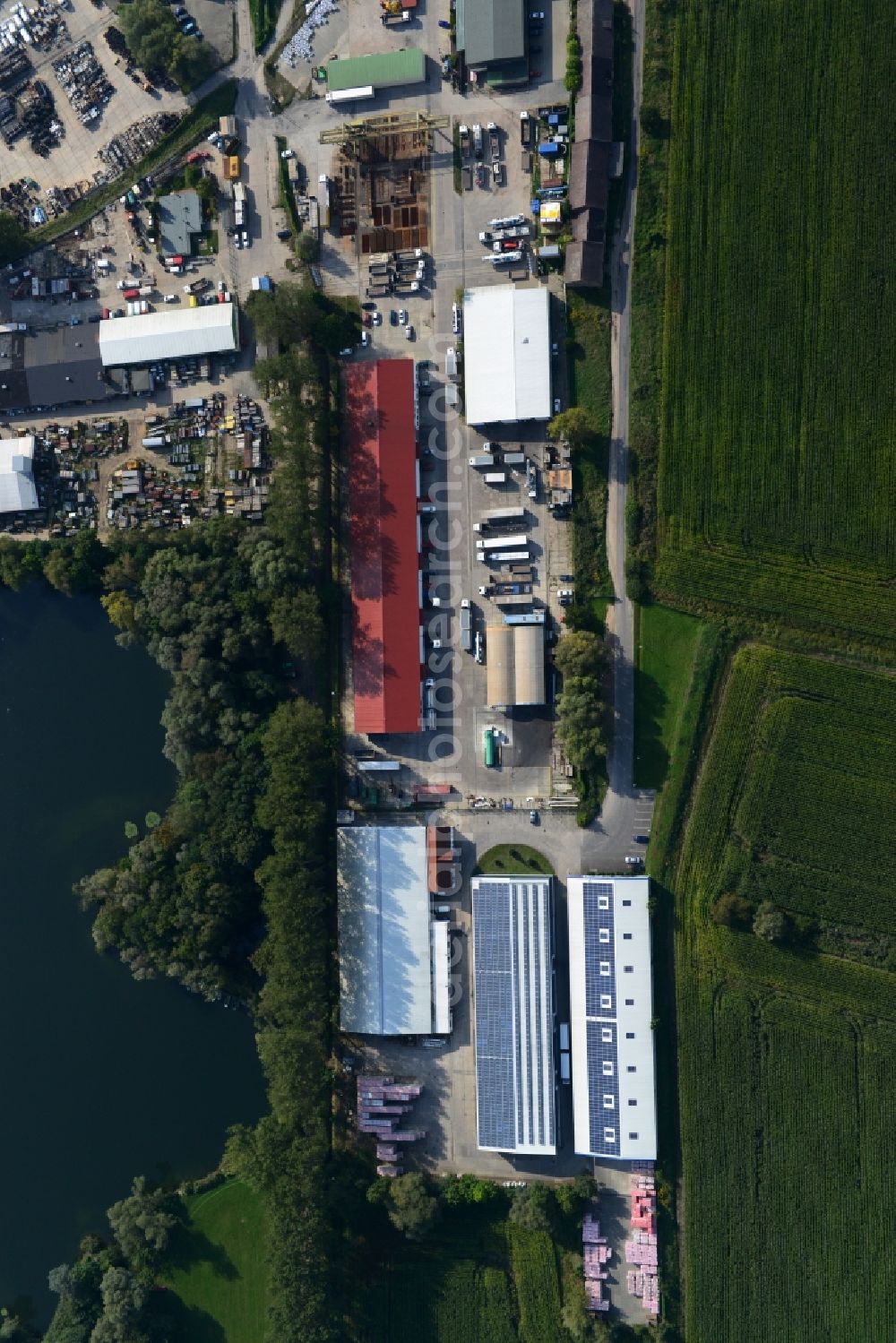 Aerial photograph Mittenwalde - Depot with the headquarters of GAAC Commerz GmbH in the commercial area Mittenwalde in Brandenburg