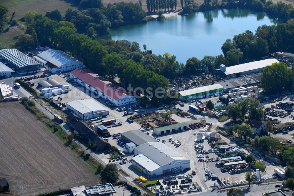 Mittenwalde from the bird's eye view: Depot with the headquarters of GAAC Commerz GmbH in the commercial area Mittenwalde in Brandenburg