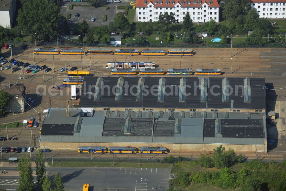 Aerial photograph Leipzig - Site of the tram depot of the Leipziger Verkehrsbetriebe - LVB in the district Doelitz in Leipzig in the state Saxony