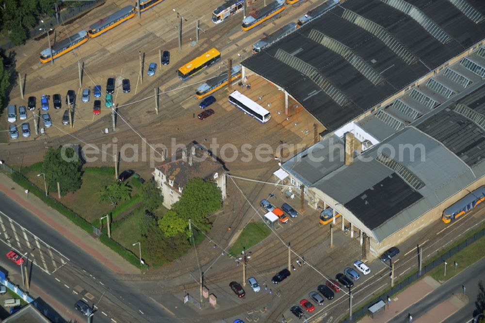 Leipzig from above - Site of the tram depot of the Leipziger Verkehrsbetriebe - LVB in the district Doelitz in Leipzig in the state Saxony