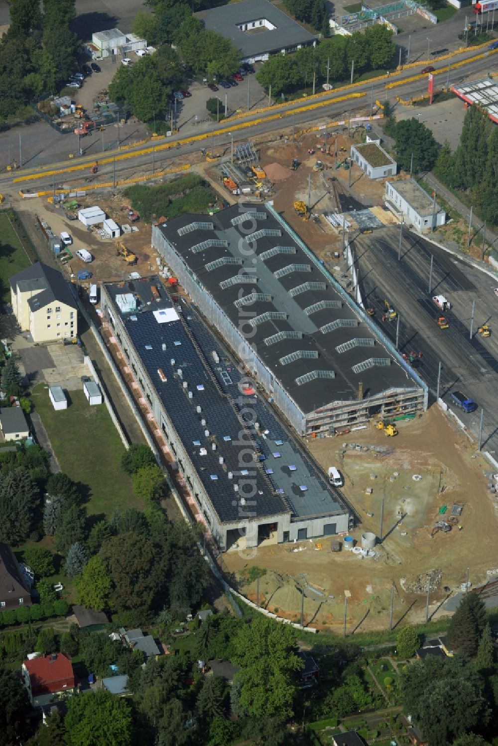 Leipzig from above - Site of the tram depot of the Leipziger Verkehrsbetriebe - LVB in the district Doelitz in Leipzig in the state Saxony