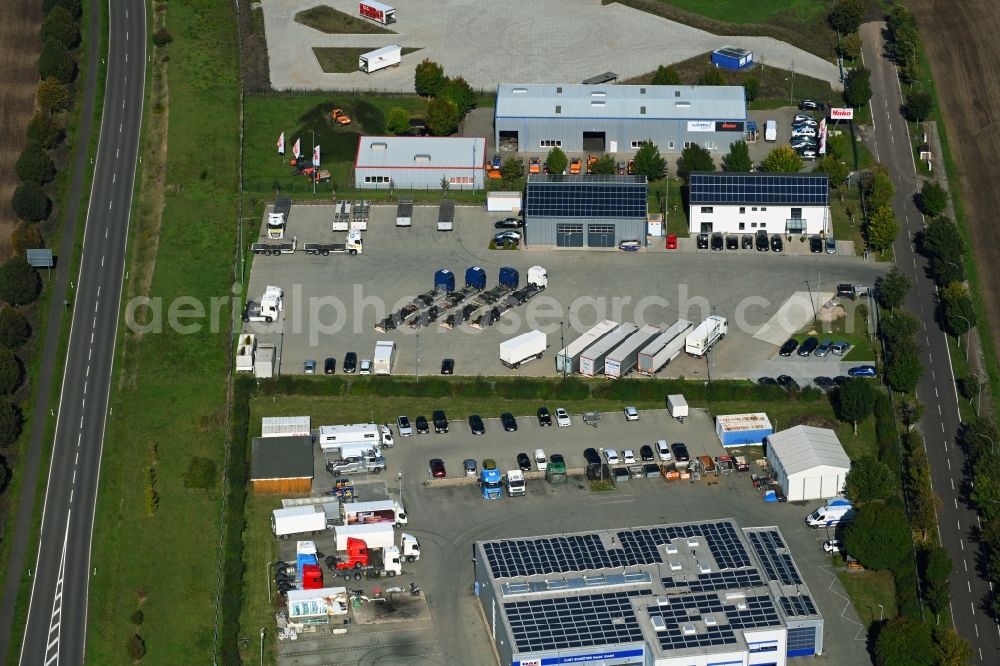 Barleben from the bird's eye view: Site of the depot of the Meier Akademie GmbH on street Curt-Schroeter-Strasse in the district Ebendorf in Barleben in the state Saxony-Anhalt, Germany