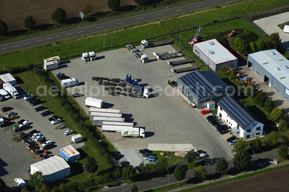 Barleben from above - Site of the depot of the Meier Akademie GmbH on street Curt-Schroeter-Strasse in the district Ebendorf in Barleben in the state Saxony-Anhalt, Germany