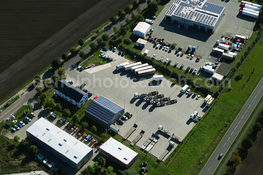 Barleben from above - Site of the depot of the Meier Akademie GmbH on street Curt-Schroeter-Strasse in the district Ebendorf in Barleben in the state Saxony-Anhalt, Germany