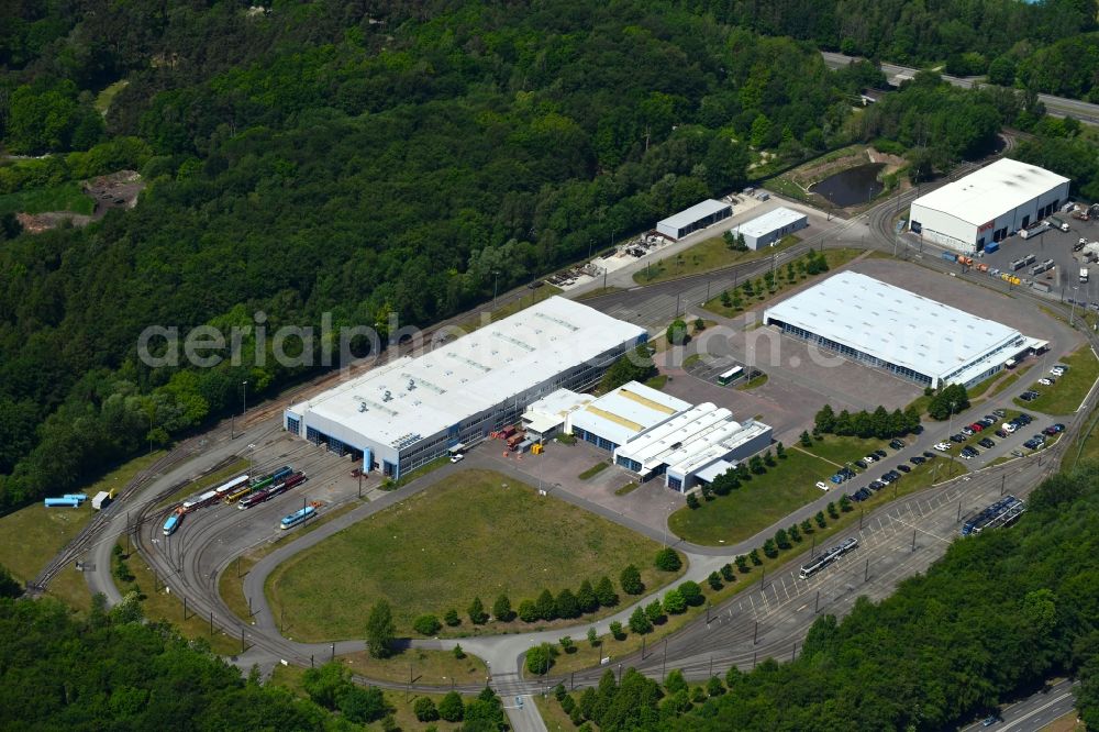 Aerial image Schwerin - Site of the depot of the of Nahverkehr Schwerin GmbH in Schwerin in the state Mecklenburg - Western Pomerania, Germany