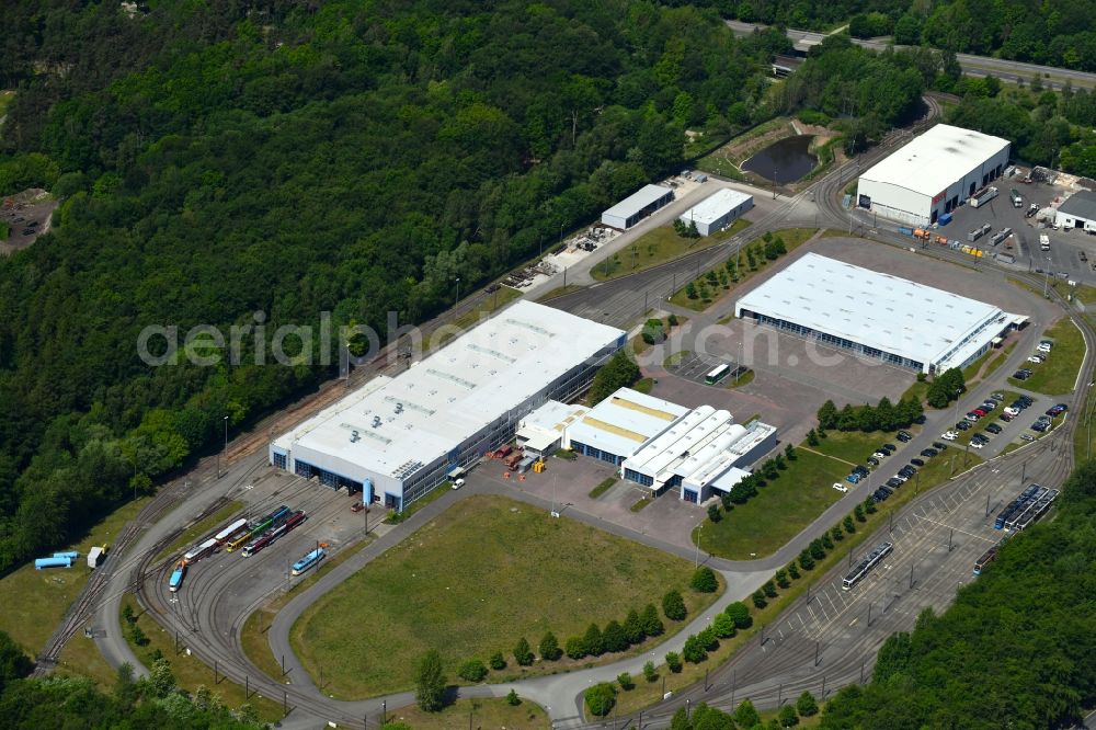 Aerial photograph Schwerin - Site of the depot of the of Nahverkehr Schwerin GmbH in Schwerin in the state Mecklenburg - Western Pomerania, Germany